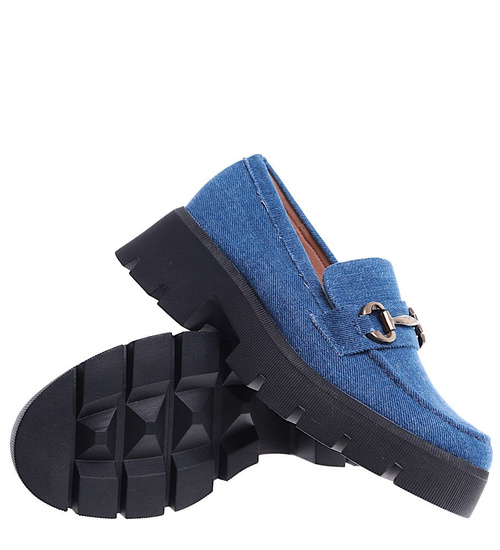 Półbuty loafersy damskie na platformie /E5-2 14894 T487/