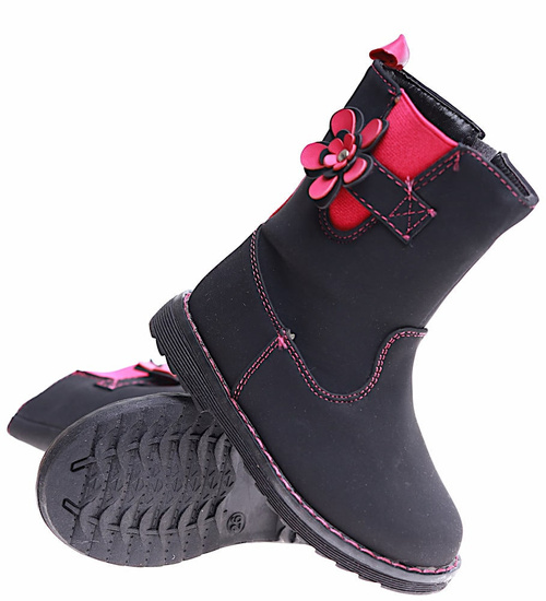 Ocieplane czarne kozaki dziewczęce /A4-2 17144 T198/