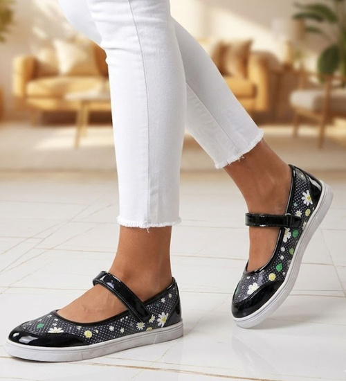 Czarne dziewczęce baleriny z  paseczkiem /A6-2 14942 S089/