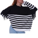 Czarno biały damski sweter nietoperz w paski /H UB911 S381/