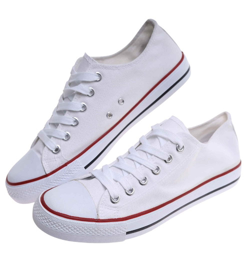 Trampki męskie Sznurowane białe z tkaniny /B7-3 18062 T233/