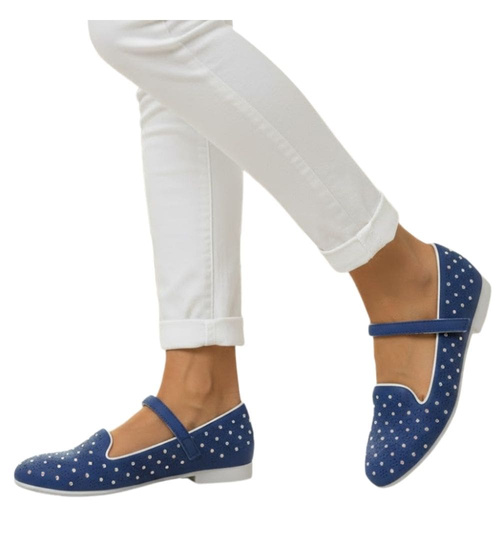 Niebieskie balerinki dziewczęce z paseczkiem /G9-3 4434 S077