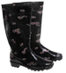 Kalosze damskie Czarne wysokie gumiaki w kwiaty /C3-1 17792 T349/