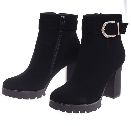 Zimowe botki na grubym obcasie i platformie /A5-3 18511 T482/