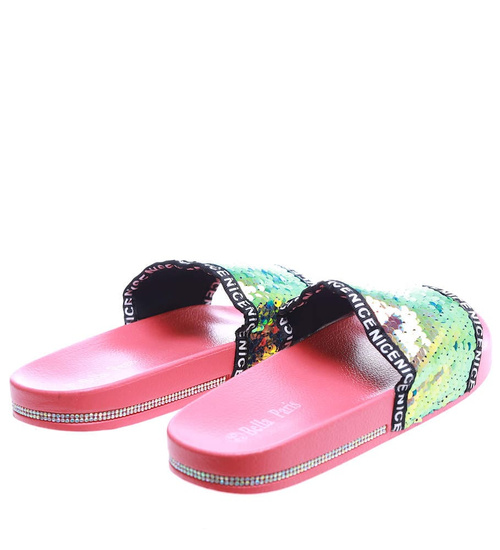 Czerwone płaskie klapki z błyszczącym wierzchem /H2-B1-2 14370 S1/