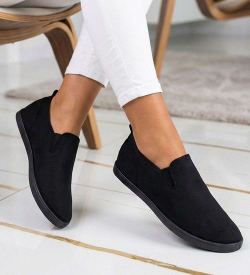 Wsuwane czarne tenisówki slip on /A5-2 18676 T242/