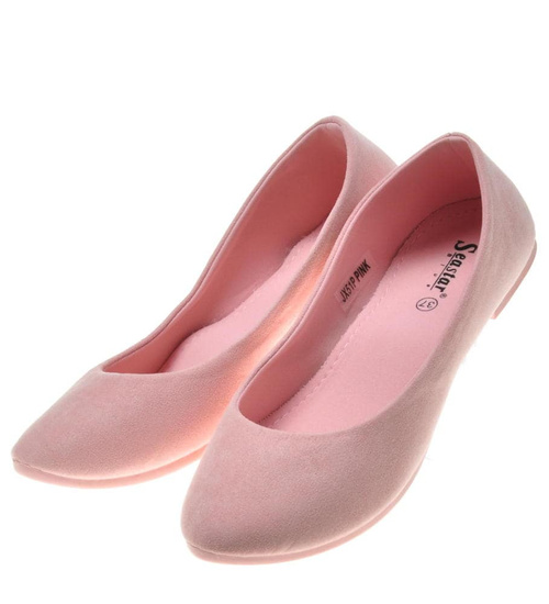 Zamszowe balerinki na wiosnę Seastar Różowe /G1-3 7255 S8-6/