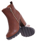 Karmelowe botki damskie na grubym obcasie /B6-2 18402 G284/
