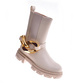 Beżowe botki sztyblety z łańcuchem /A3-3 12254 S798/