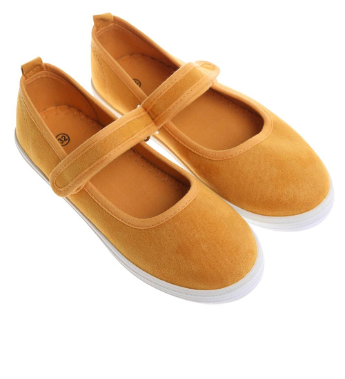 Wsuwane żółte dziewczęce tenisówki balerinki czeszki z paseczkiem /B5-1 17788 T124/