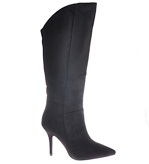 Czarne kozaki damskie z zamszu /D4-3 12382 T595/