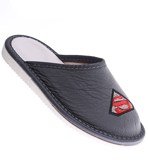 Super kapcie- skórzane klapki z krytymi noskami /F3-1 9118 S182/