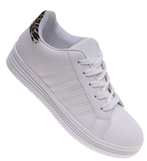 Wiązane trampki damskie białe /A8-3 18662 T187/