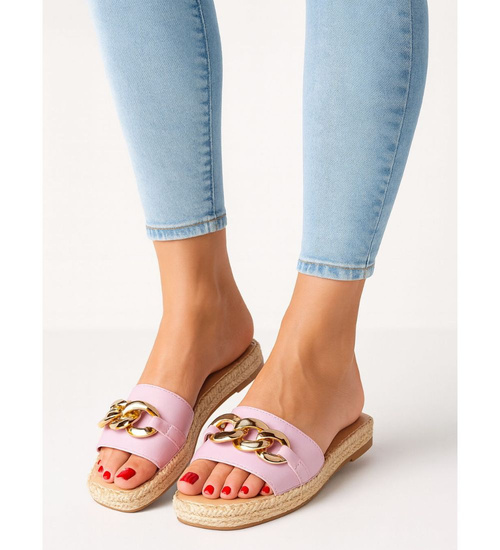 Fioletowe klapki espadryle z łańcuchem /E9-3 11484 T297/