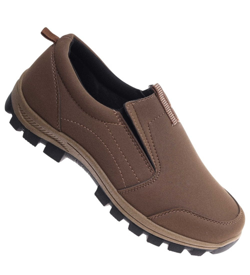 Wsuwane brązowe męskie buty sportowe /A8-3 18202 T386/