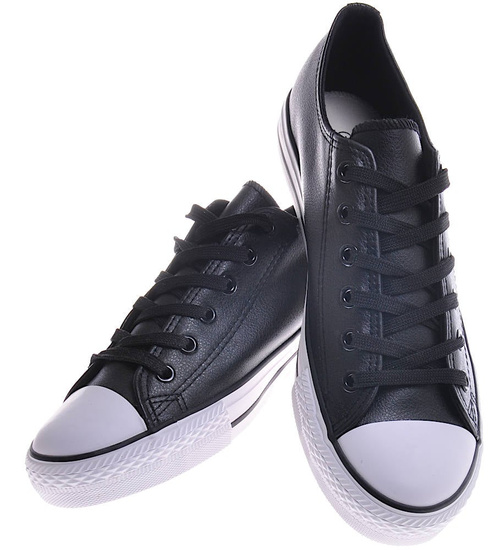 Skórzane męskie trampki Czarne /E8-2 11632 T196/