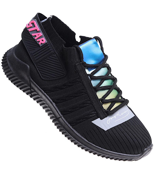 Wsuwane elastyczne czarne buty sportowe /G8-3 16101 T230/
