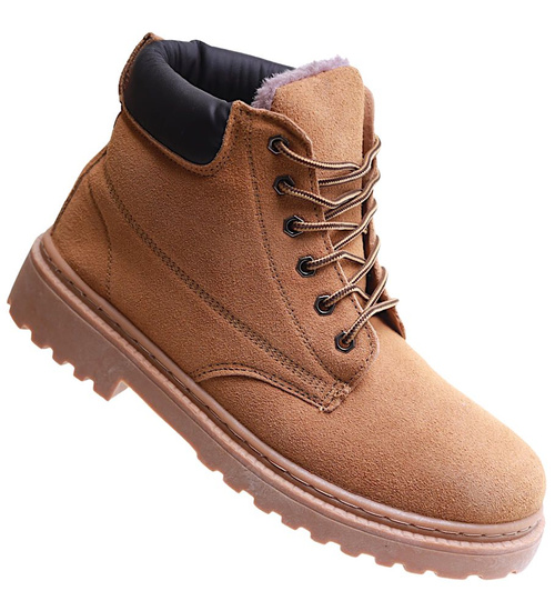 Zimowe karmelowe ocieplane trapery męskie /A9-3 17126 T399/