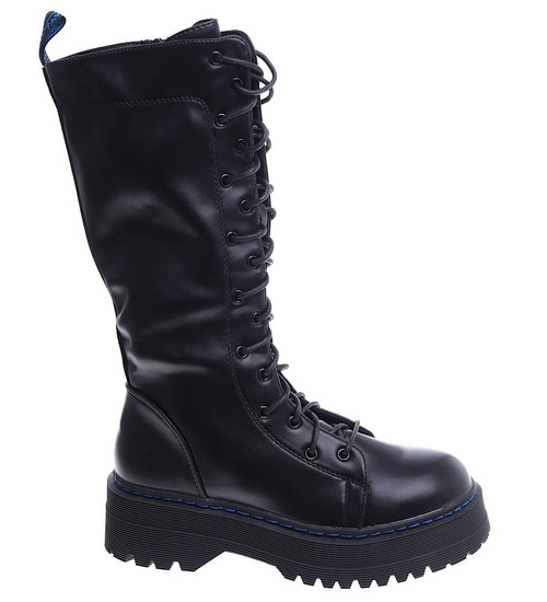 Wysokie czarne glany damskie /G2-2 14910 T537/