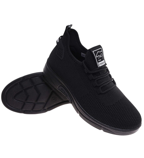 Wsuwane ażurowe czarne męskie buty sportowe /G9-1 17998 GF285 +H2/
