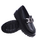 Czarne półbuty loafersy na niskiej platfomie /G2-2 14879A T485/