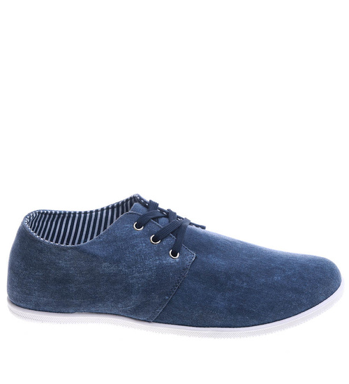 Granatowe męskie trampki z wiązaniami /G6-1 2279 S290/