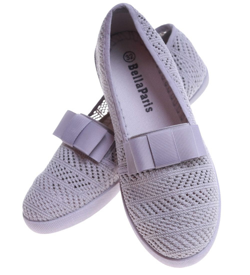 Ażurowe dziewczęce tenisówki Szare /D3-2 13656 T8/