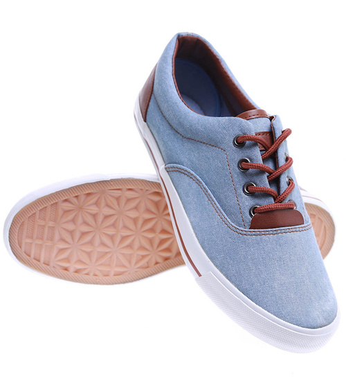 Casualowe męskie trampki z wiązaniami Blue /G2-2 3740 B S199/