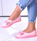 Różowe wkładane trampki slip on z kokardą /B6-2 10833 S190/