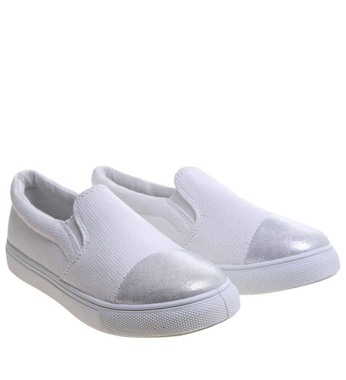 Wsuwane białe trampki dziewczęce slip on /B5-2 13683 T004/