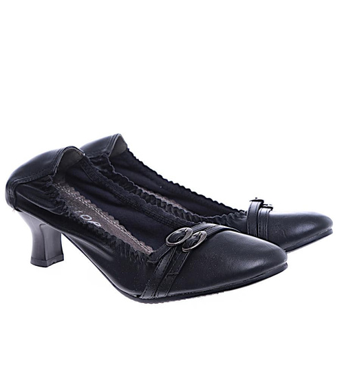 Czarne czółenka damskie na niskim obcasie /E1-2 14714 T132/