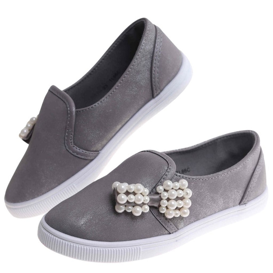 Tenisówki dziewczęce Wsuwane szare trampki /F5-2 17852 T111/