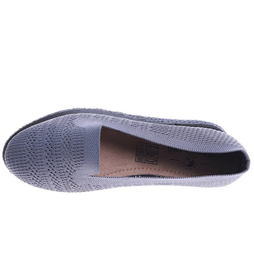 Ażurowe szare balerinki damskie /D6-2 14451 T190/