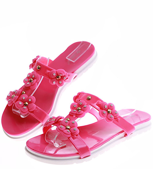 Wodoodporne basenowo plażowe klapki damskie Fuksja /C5-1 16299 S085/