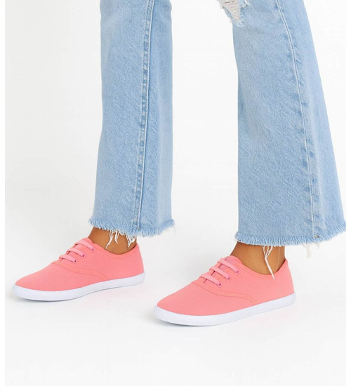 Różowe wsuwane tenisówki dziewczęce /C7-1 18056 T075/