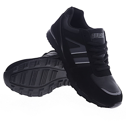 Sznurowane czarne buty sportowe /G12-1 13163 T484/