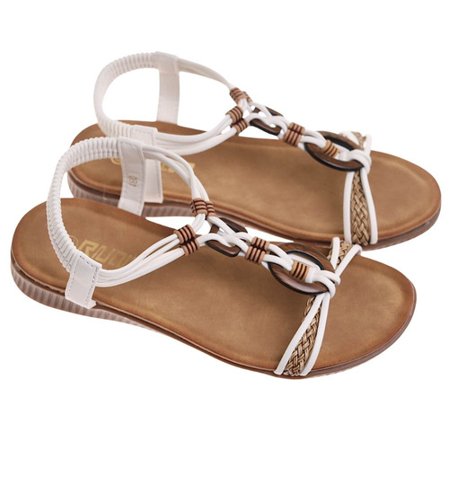 Białe letnie sandały damskie wsuwane /G7-2 17927 W234/