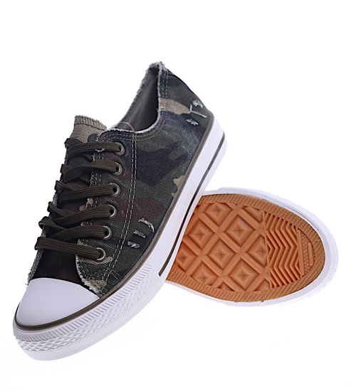 Sznurowane moro trampki damskie  /F3-2 13474 T199/