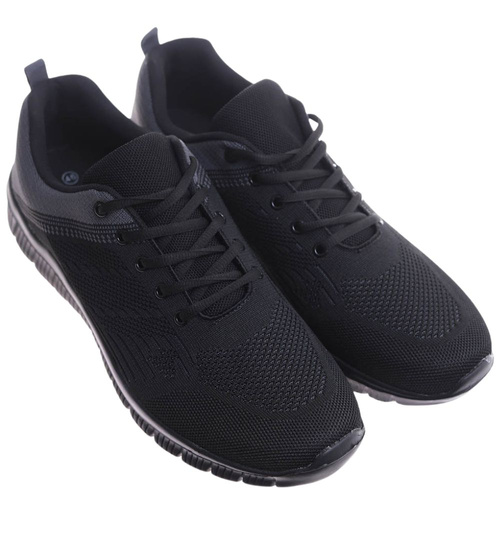 Sznurowane czarne męskie buty sportowe Duże rozmiary /B6-1 17467 S479/