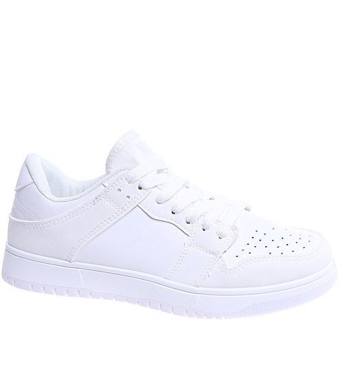 Sznurowane białe trampki damskie /A7-2 14749 T266/