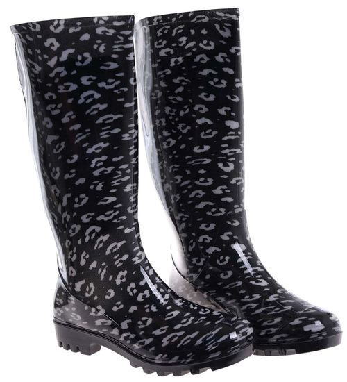 Kalosze damskie z wysoką cholewką Czarne /G6-1 18368 T346/