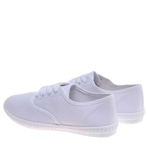 Białe sznurowane tenisówki damskie /E2-2 18729 T187/