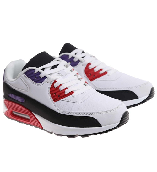 Wiązane biało fioletowe buty sportowe męskie /E9-3 17969 W385/