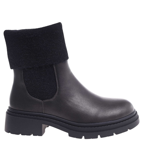 Grafitowe wsuwane botki zimowe /G3-1 18577 G381/