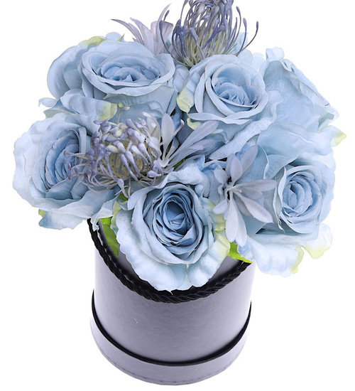 Flower box- niebieskie róże na prezent /FL23 S245/
