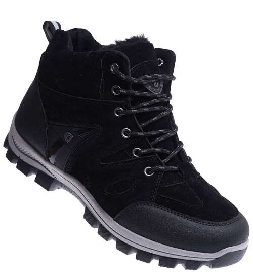 Ocieplane czarne meskie buty trekkingowe /G6-1 15253 T572/
