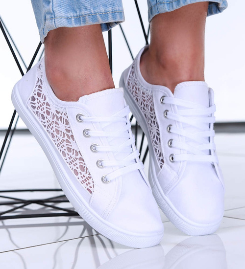 Koronkowe ażurowe białe tenisówki /G12-2 16290 T287/