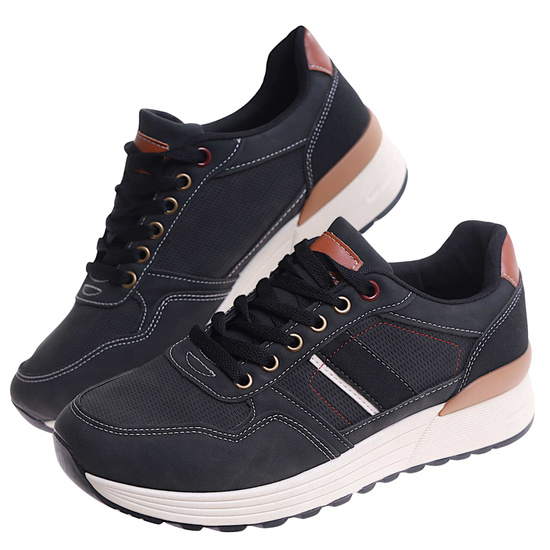 Czarne męskie buty sportowe /C4-1 17355 T582/