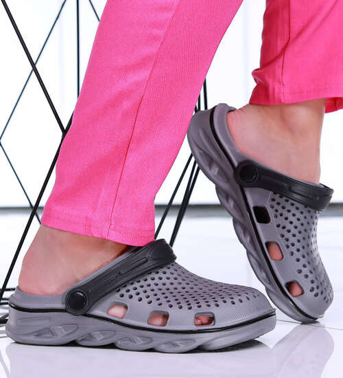 Kryte szaro czarne klapki na basen /F5-1 16274 S196/