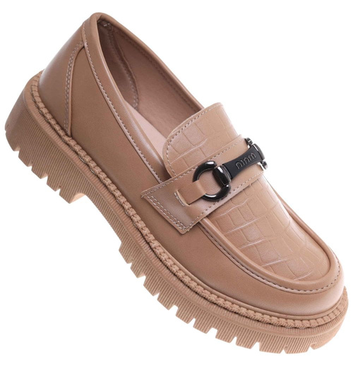 Beżowe damskie półbuty na platformie /E9-2 18051 T234/